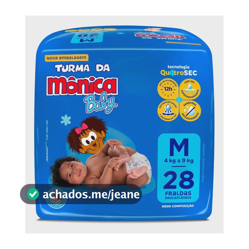Fralda Descartável Turma Da Mônica Baby M/G/XG/XXG Sem Gênero