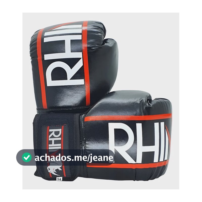 Luva De Boxe Muaythai Rhino Profissional Tamanho 12oz - Boxing Treino Saco de pancada Academia Competição Mão Força Unissex Cor Preto