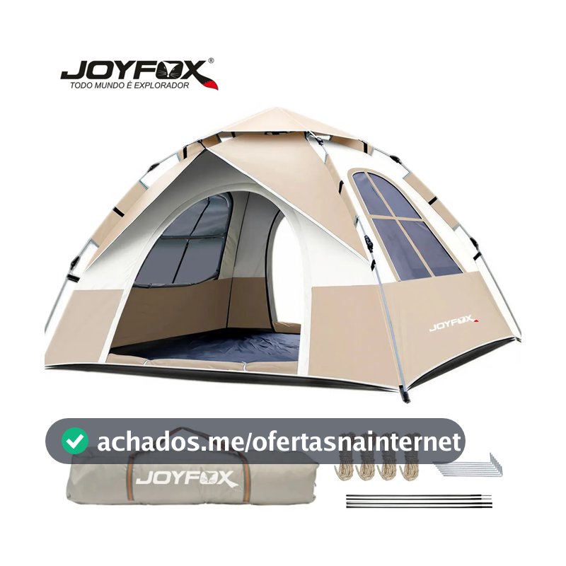 Barraca De Camping Automatica Instantânea JOYFOX 3-4 Pessoas Acampamento Barraca Automatica Impermeável 1000mm 210205115cm Ouro palido