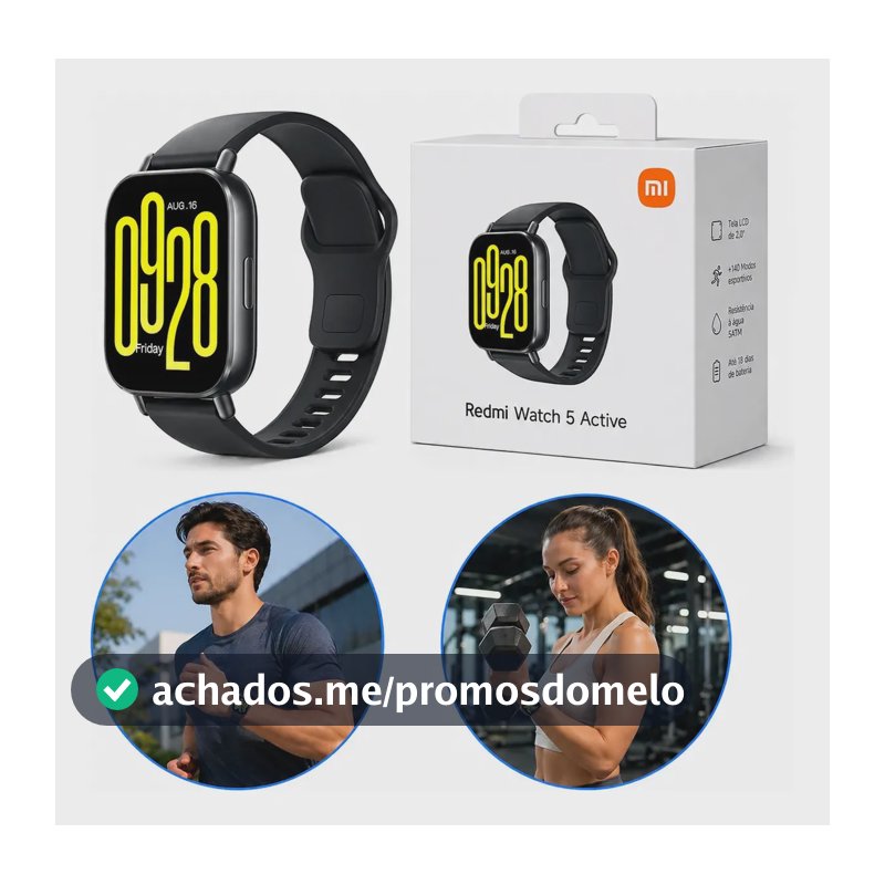 Relógio Smartwatch Redmiwatch 5 Active Prata Xiaomi Branco Preto Prateado