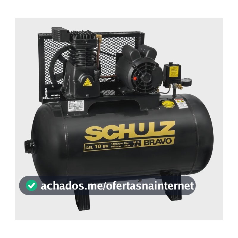 Compressor de Ar Schulz Bravo de 100 L e 2 Hp para Uso Profissional