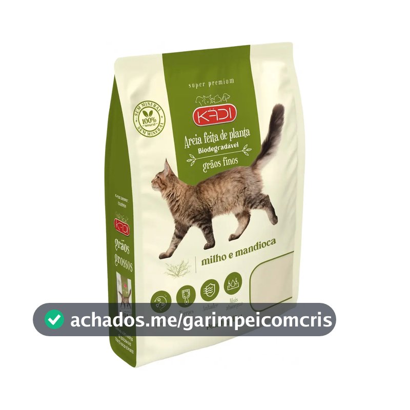 Areia Sanitária Kadi para Gatos 4 kg Milho e Mandioca