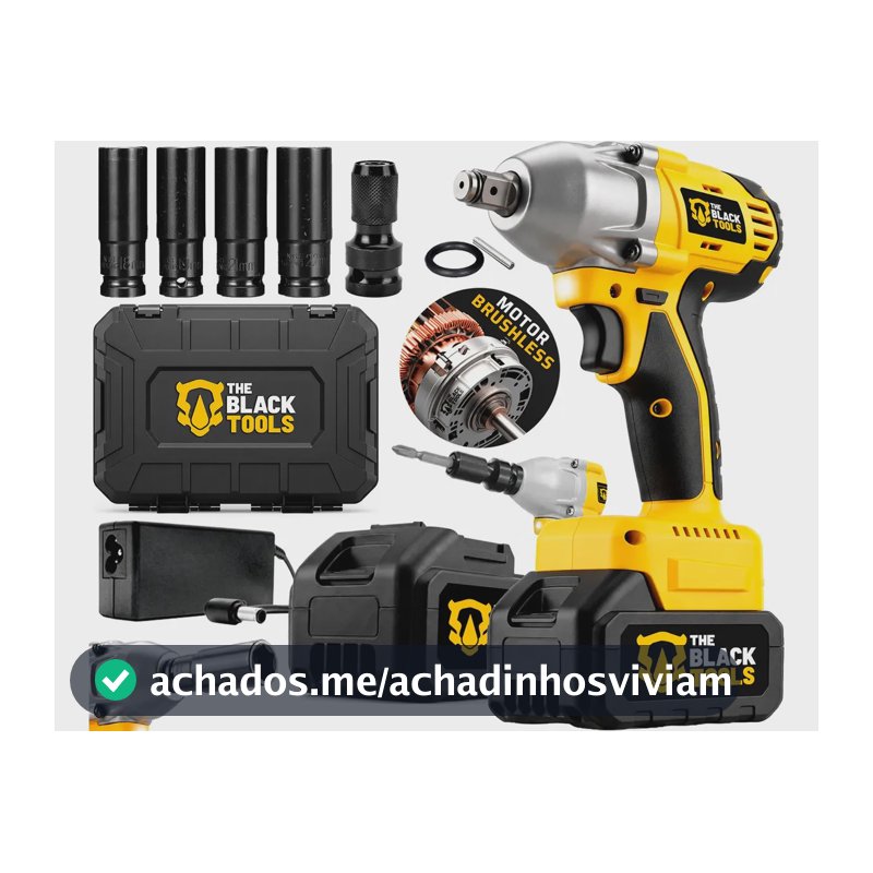 Chave De Impacto A Bateria 21V 1/2" Pol 2400 Rpm Bivolt Com Acessórios E Maleta The Black Tools