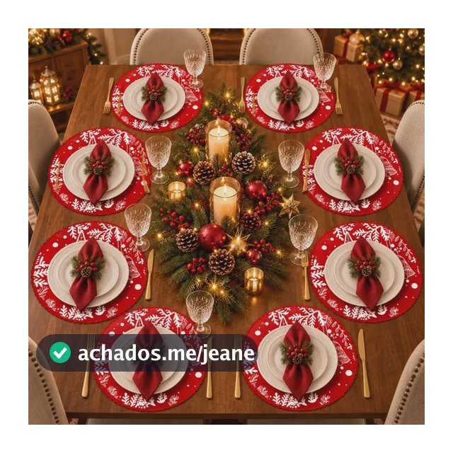 Sousplat De Natal Jogo Lugar Americano Natalino Vermelho 8 Vermelhos