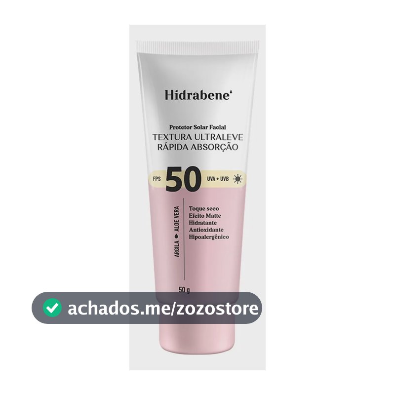 Hidrabene Protetor Solar Facial Textura Ultra Leve Fps50 Todo Tipo de Pele