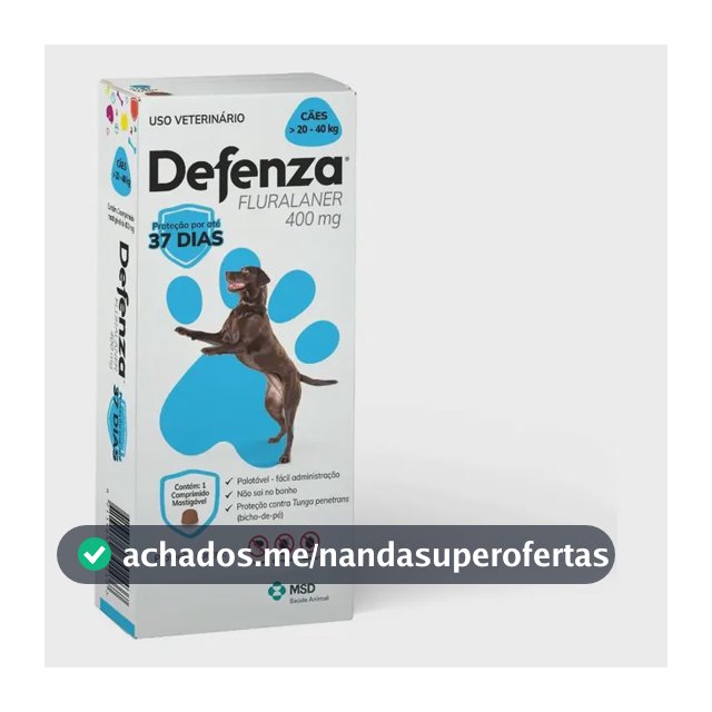 Defenza Antipulgas E Carrapatos Msd Cães 20 A 40 Kg Cor Azul