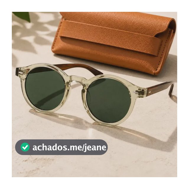 Oculos De Sol Redondo Unissex Retro Vintage Clássico Uv400 Transp./haste Marrom/lente Fumê