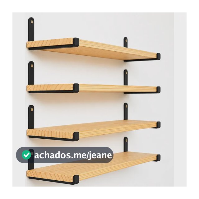 Kit 4 Prateleiras De Parede Em Madeira Macica E Ferro Preto Preto E Madeira