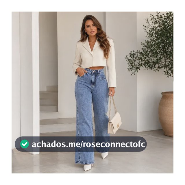 Calça Jeans Pantalona Wide Leg Feminina Cintura Alta Larga