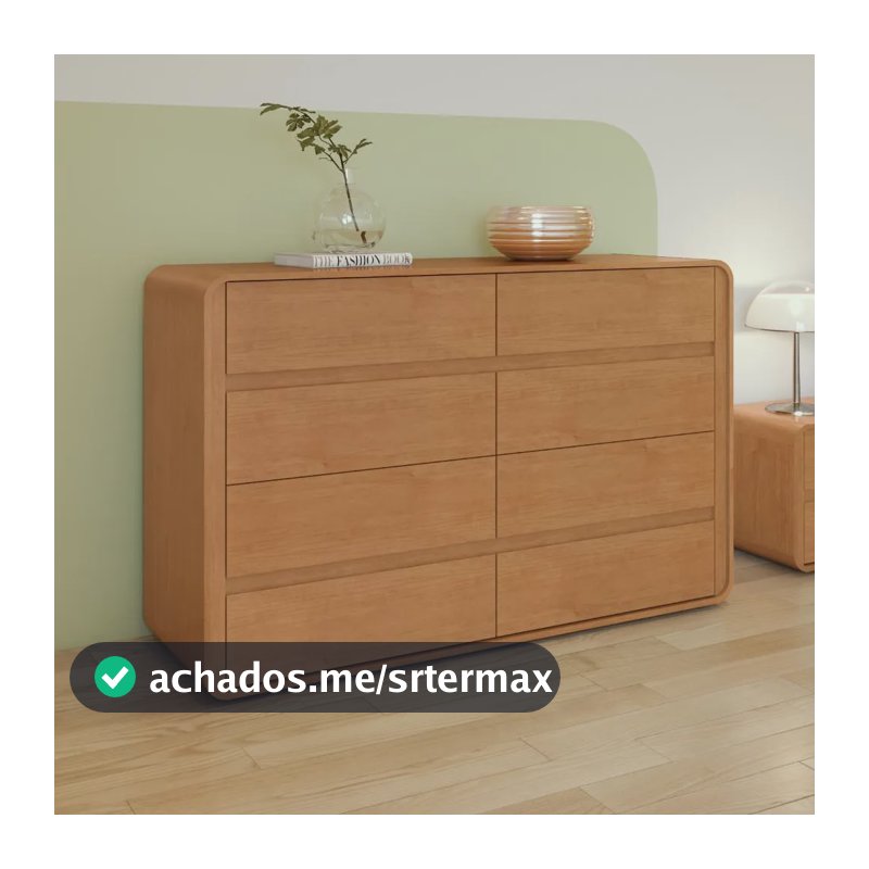 Cômoda Móveis Lopas Easy Like 8 Gavetas de MDF Amêndoa Clean