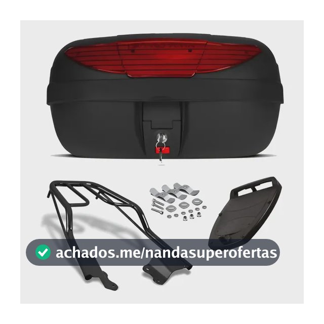 Bau Bauleto 45 Litros Protork Bagageiro Suporte Moto Preto