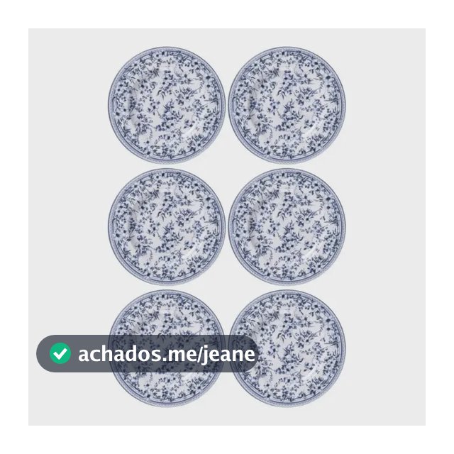 Jogo 6 Pratos Sobremesa 21cm Tramontina Azzura Em Porcelana Azul