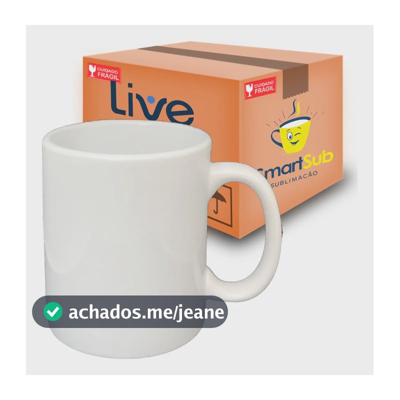Caneca Para Sublimação Smartsub Live Ceramica Porcelana 12un Branco Liso
