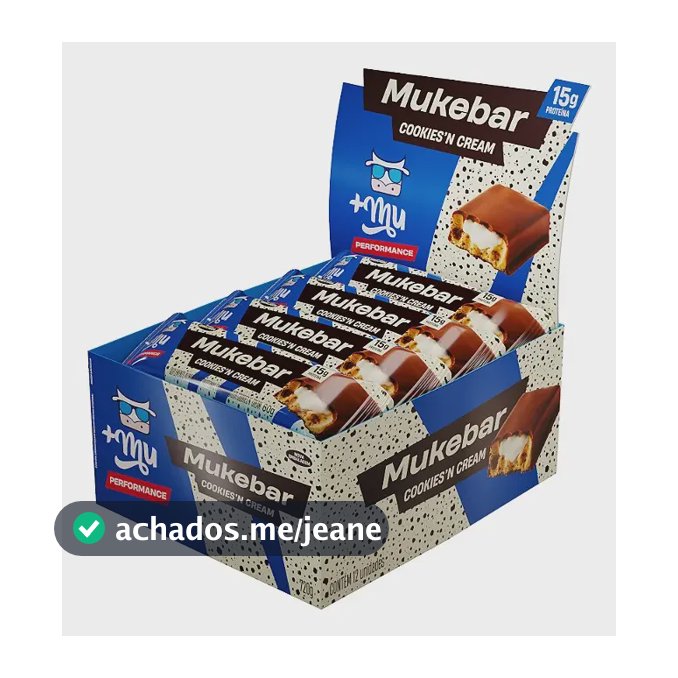 Barra de Proteína +Mu Mukebar 15g Cookies'n Cream 12 Unidades Sem Açúcar