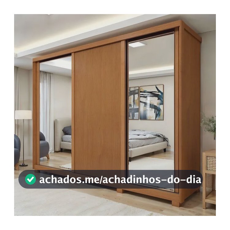 Guarda-roupa Ollie 3 Portas 6 Prateleira 6 Gavetas Com Pés Amêndoa Clean/off White/amêndoa Clean