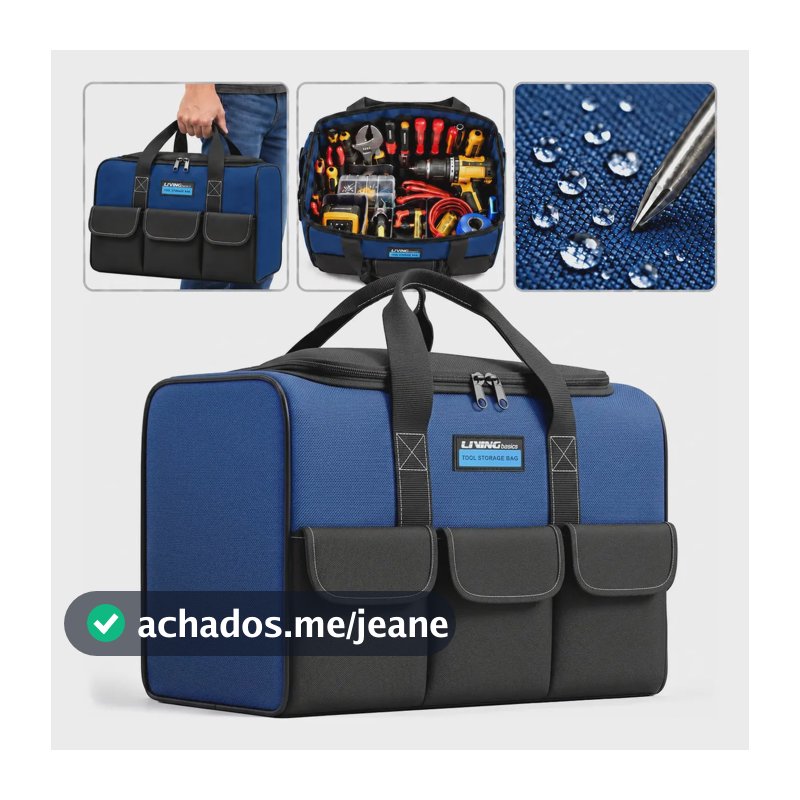 Bolsa Eletricista Grande Ferramentas Reforçada Maleta Profissional Oxford 1680D