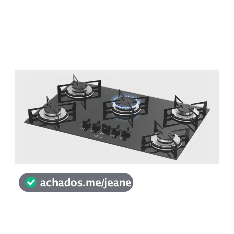 Cooktop A Gás Fischer 5 Bocas Mesa Vidro Bivolt Preto 127/220v