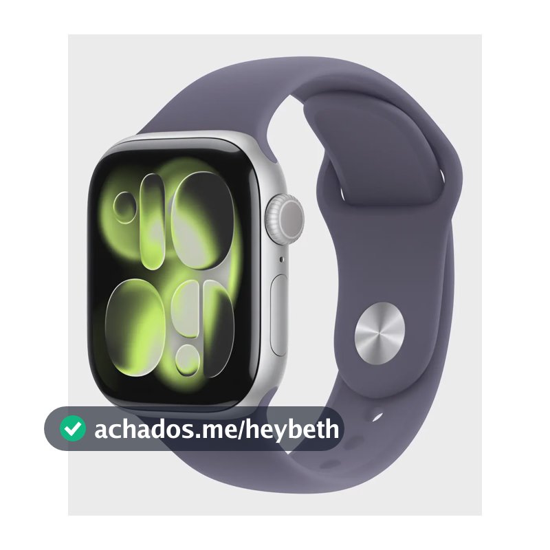 Apple Watch Series 11 GPS - Caixa prateada de alumínio – 42 mm - Pulseira esportiva roxo-névoa – M/G - Distribuidor Autorizado