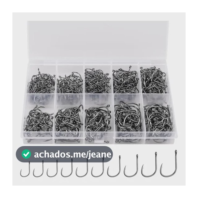 Kit 600 Anzóis Black Aço Carbono Pesca N3 Ao N12 Com Estojo