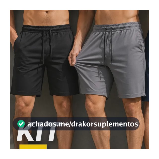 Kit 3 Short Bermuda Masculino Elastano Academia Casual Bolso