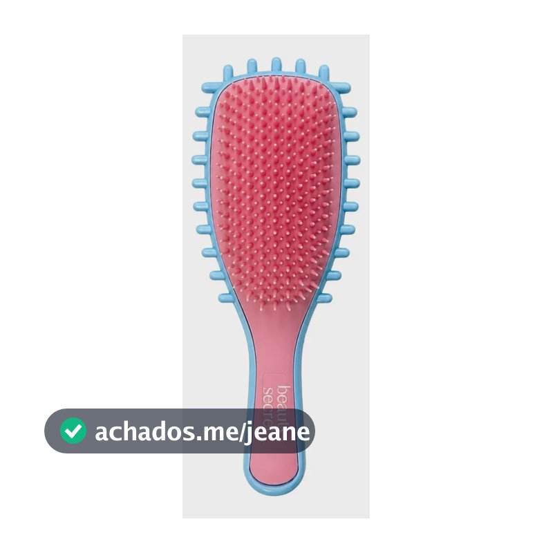 Escova Fitagem Cabelo Cacheado Beauty Secret Azul Com Rosa Rosa-claro