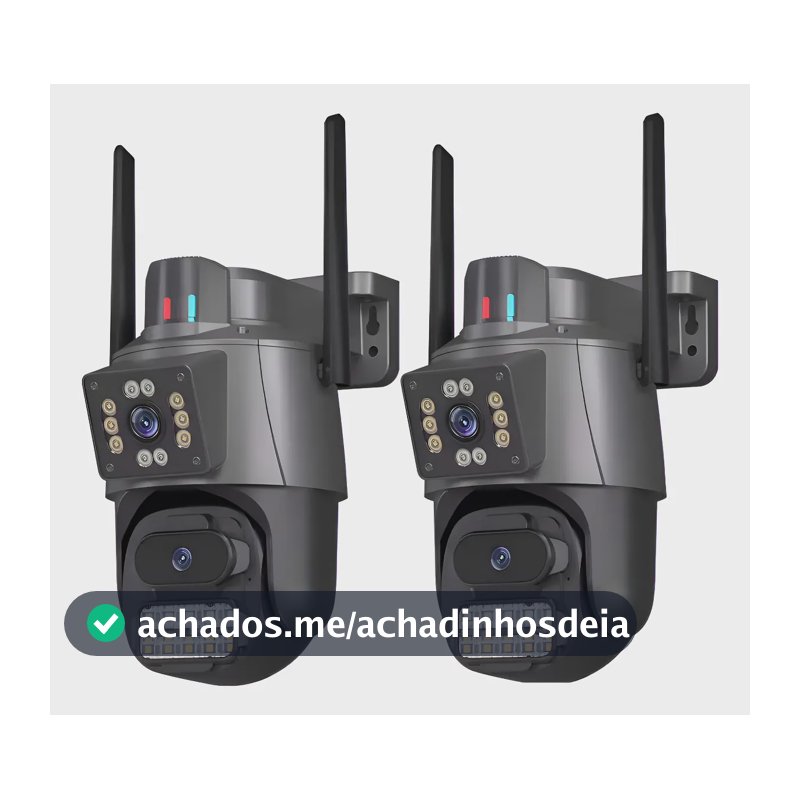Kit 2 Câmera Segurança Ip App Icsee Lente Dupla Cor Preto