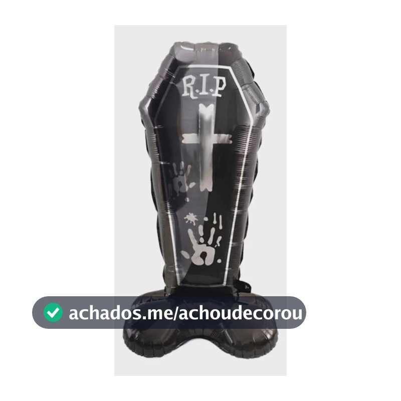 Decoração Halloween Balão Enfeite Metalizado Cor Preto Balão Caixão