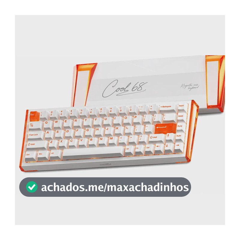 Teclado Gamer Magnético 8000hz Rapid Trigger 0,01mm Hot Swap Switch Shadow Blade Cool68 Led Rgb Dareu Blazing Orange