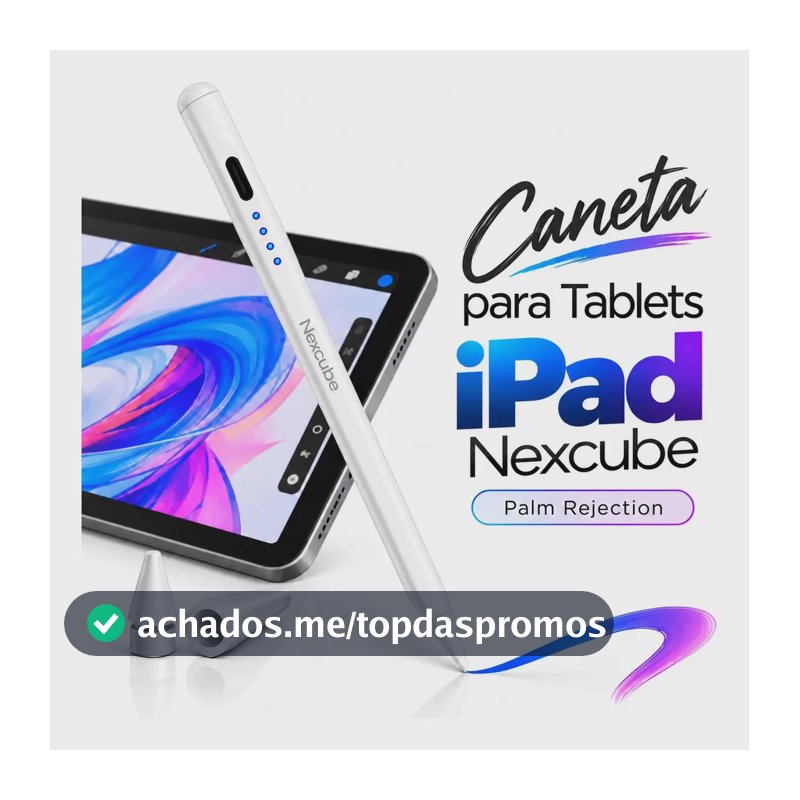 Caneta Pencil Nexcube Para iPad 6 A16 2026 Palm Rejection Alta Precisão 1mm Cor Branco