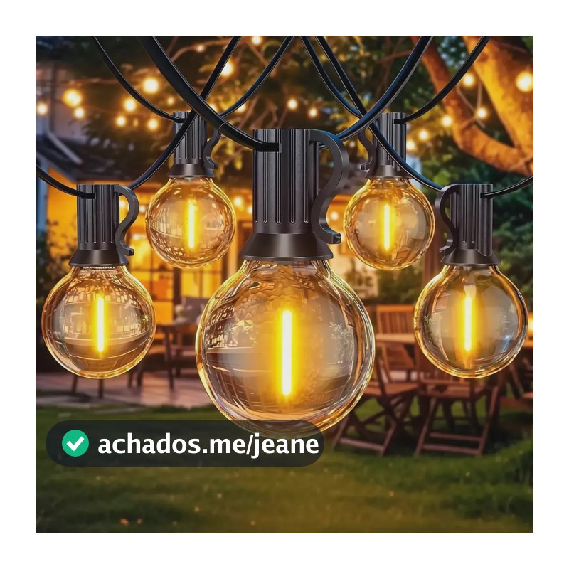 Varal De Luzes Led 30m Com 50 Lâmpada Externo Cordão Festão Branca Quente 110v/220v