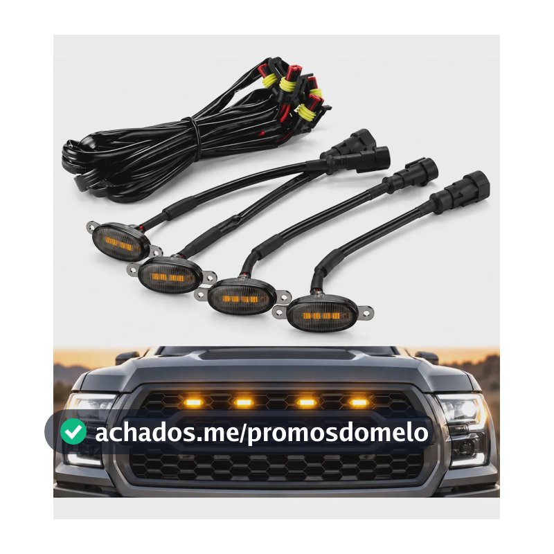 Kit 4 Luz Led Grade Âmbar Fumê 12v Caminhonete Universal Led Amarelo