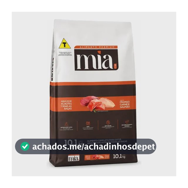 Ração Para Gato Todas As Idades Adulto E Filhote 10,1kg Sabor Frango Carne E Salmão 27g Proteína Mia Cat