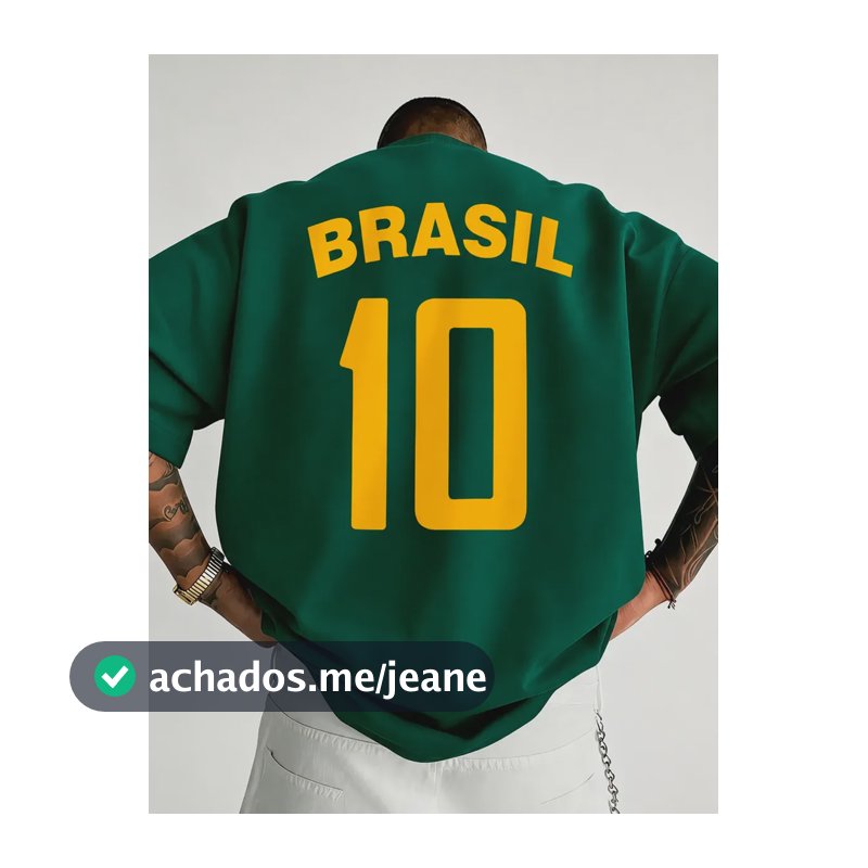 Camiseta Oversized Brasil Camisa Torcida Copa 2026 Hexa Over Verde Militar M