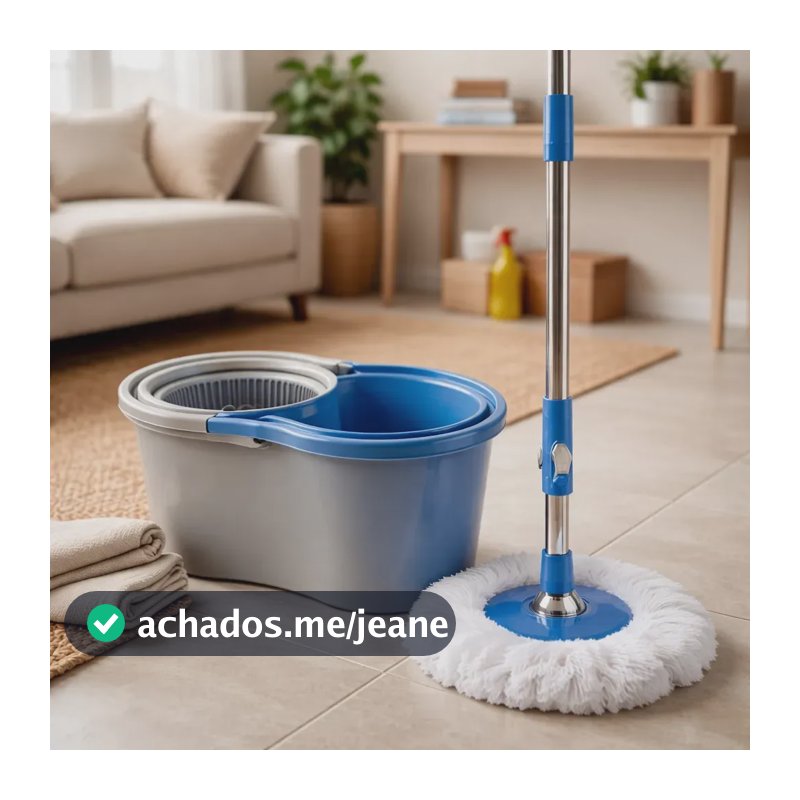 Mop Giratório 360° Clean Tech 8L com Balde Cabo Inox e Esfregão Rodo Mágico para Limpeza de Piso Porcelanato Cerâmica Madeira Laminado Banheiro Cozinha Lavanderia Casa Apartamento Cor Sortida
