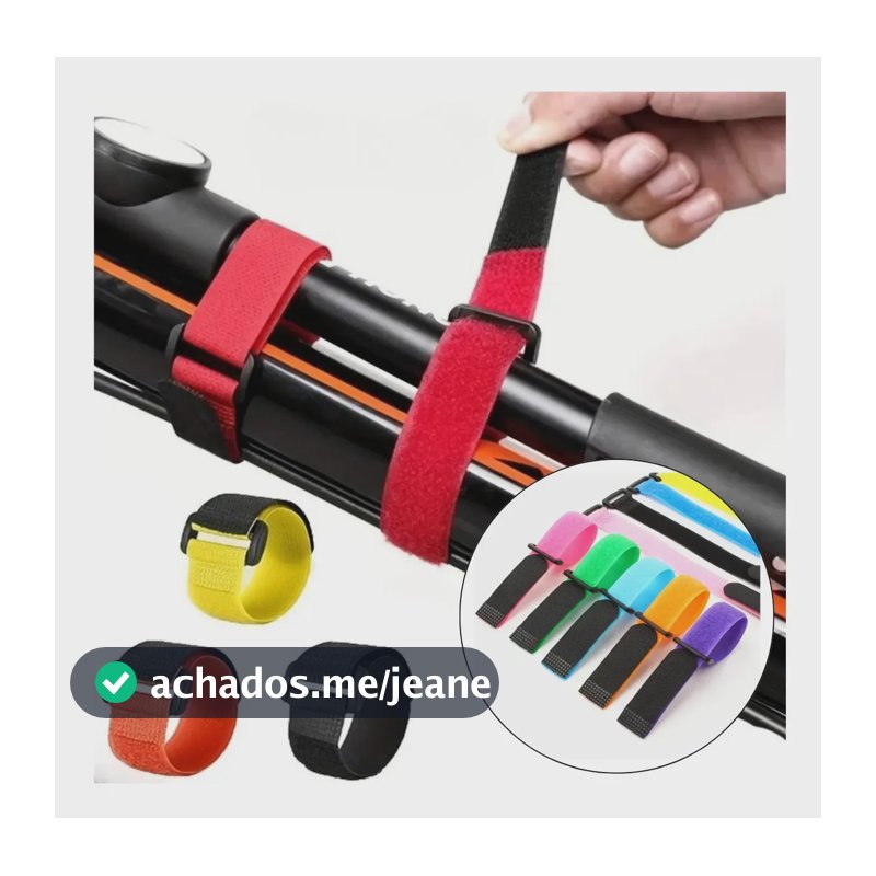 10 Fita Velcro Wrap Bicicleta Prende Vara De Pesca Fio Cabos Preto