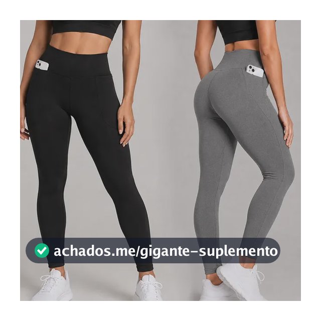 Kit 2 Calças Legging Feminina Grossa Cintura Alta Com Bolso