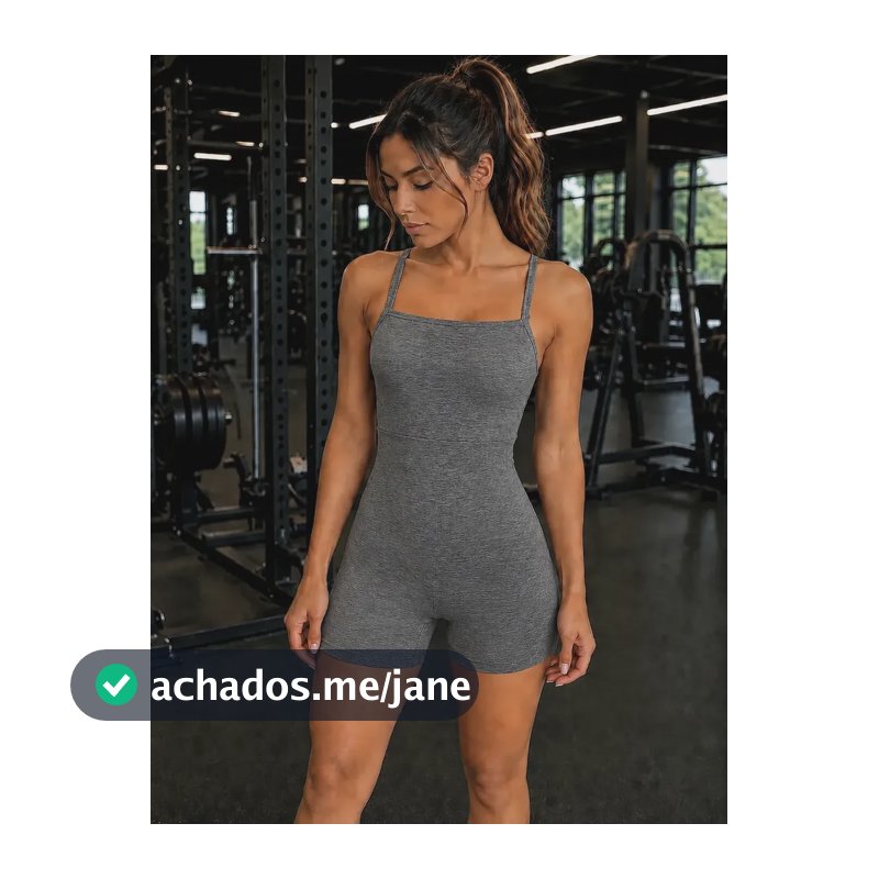 Macaquinho Feminino Fitness Roupa Academia Suplex Mescla P