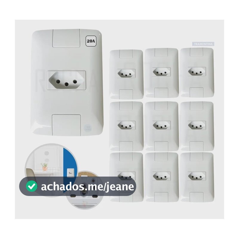 Kit 10 Conjuntos 4x2 1 Tomada 2p+t Tramontina Aria 20a 250v Cor Branco