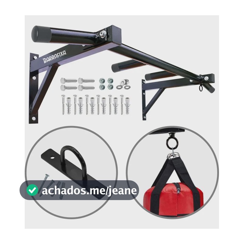 Barra Fixa Parede Musculação Pull-up Pegada Neutra E Aberta Preto
