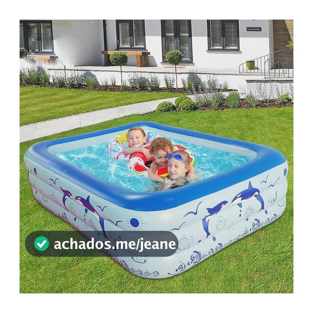 Piscina Inflável Infantil Retangular Com Armazenamento Prático Azul-celeste