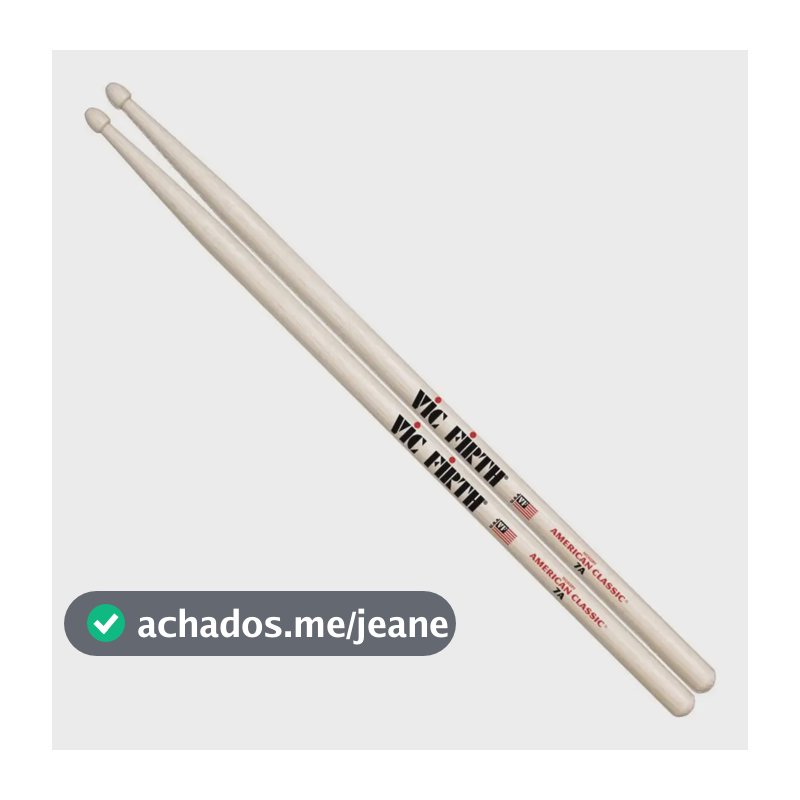 Baqueta Vic Firth 7A American Classic Hickory Cor Madeira