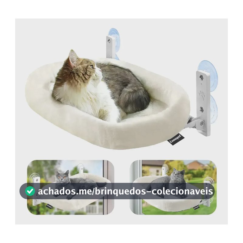 Cama Suspensa Casa Gato Janela Rede C/4 Ventosas Pelúcia
