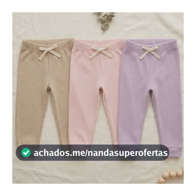 Kit 3 Calças Jogger Infantil Bebê Canelada Algodão 1-3 Anos
