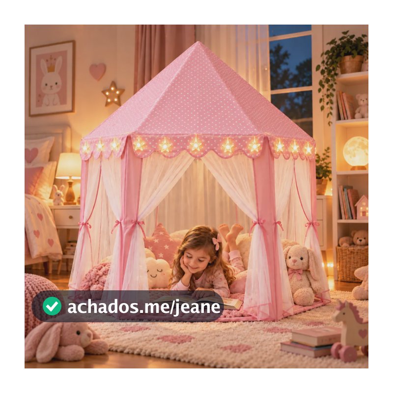 Barraca Infantil Castelinho Princesa Tenda Menina Led Rosa