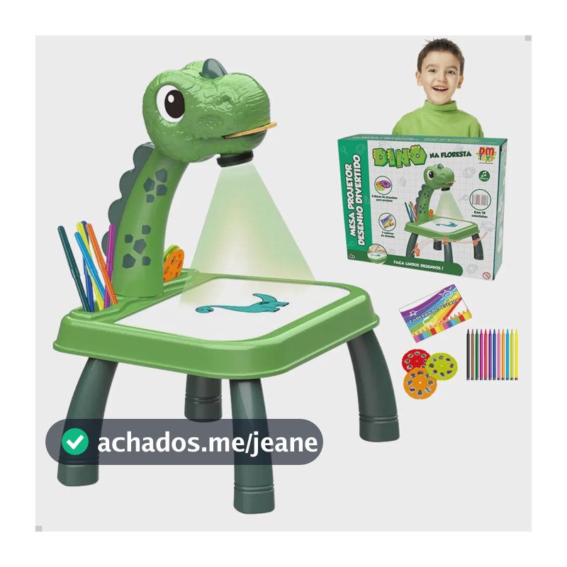 Mesa Desenho Infantil Organiser Verde Plástico Dinossauros