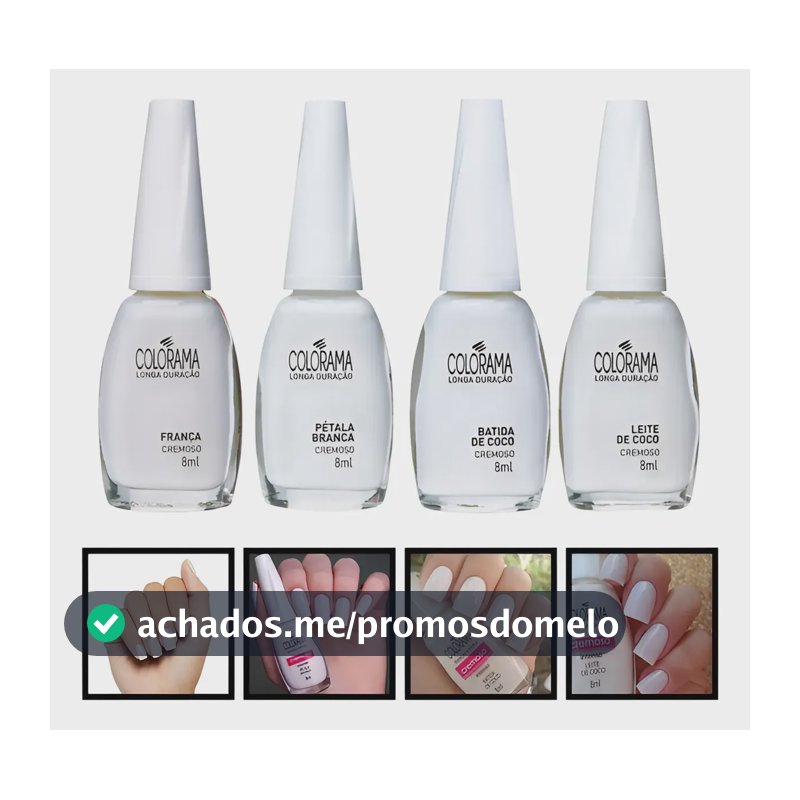 Kit Esmaltes Colorama Francesinha Tons Branco Hipoalergênico