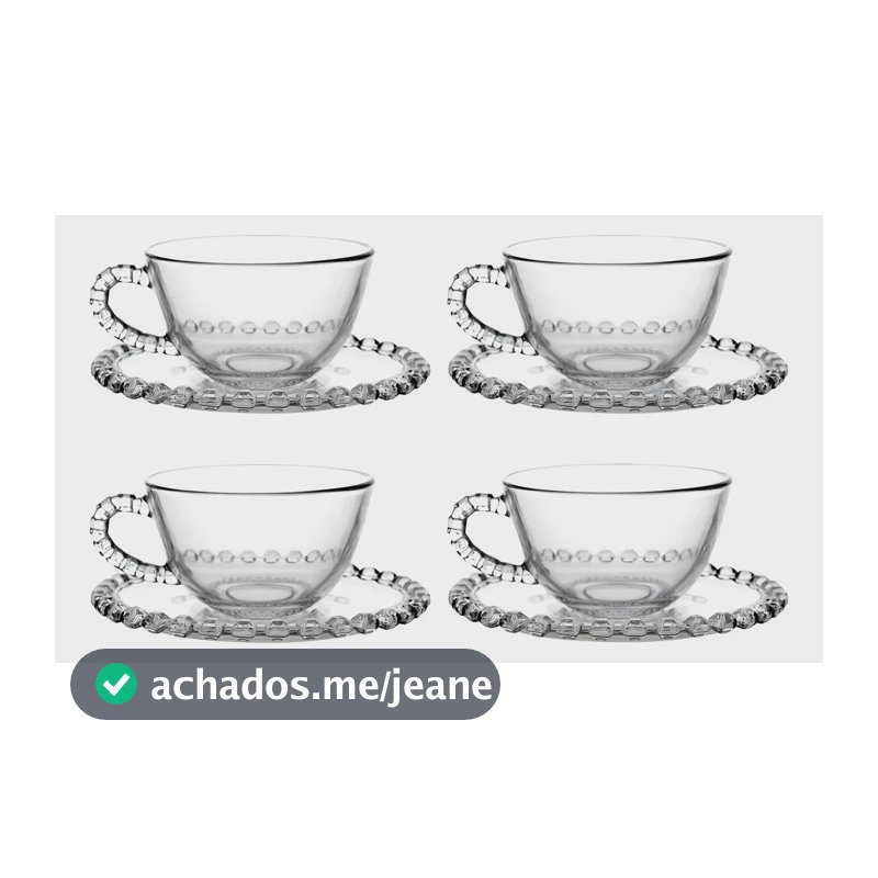 Jogo Xicara Café Com Pires L´hermitage 80ml 8 Peças Diamante Cor Transparente