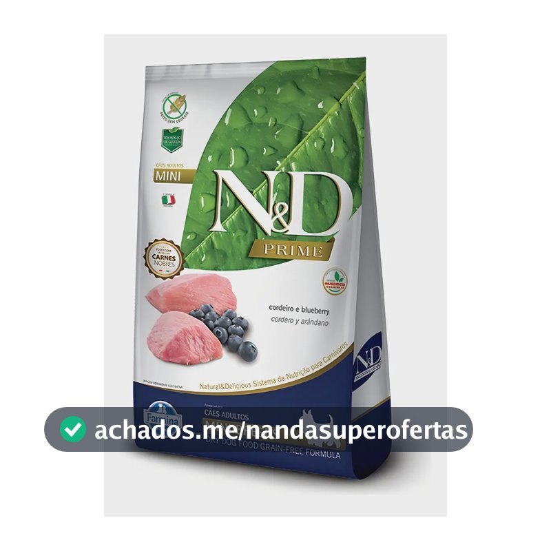 Ração N&d Prime Cães Adultos Mini Cordeiro 10,1kg