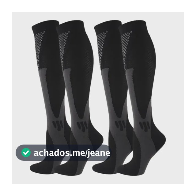 Kit 2 Pares Meia Compressão Esportiva Cano Alto 3/4 Corrida