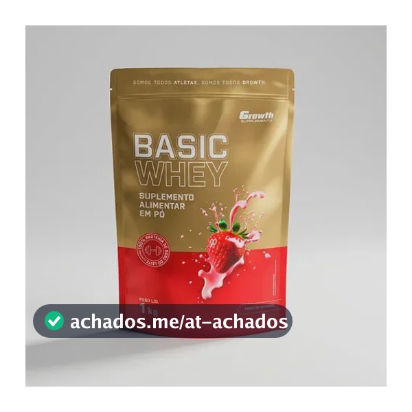 Proteína Growth Supplements Basic Whey Pro em pó sabor Morango x 1kg
